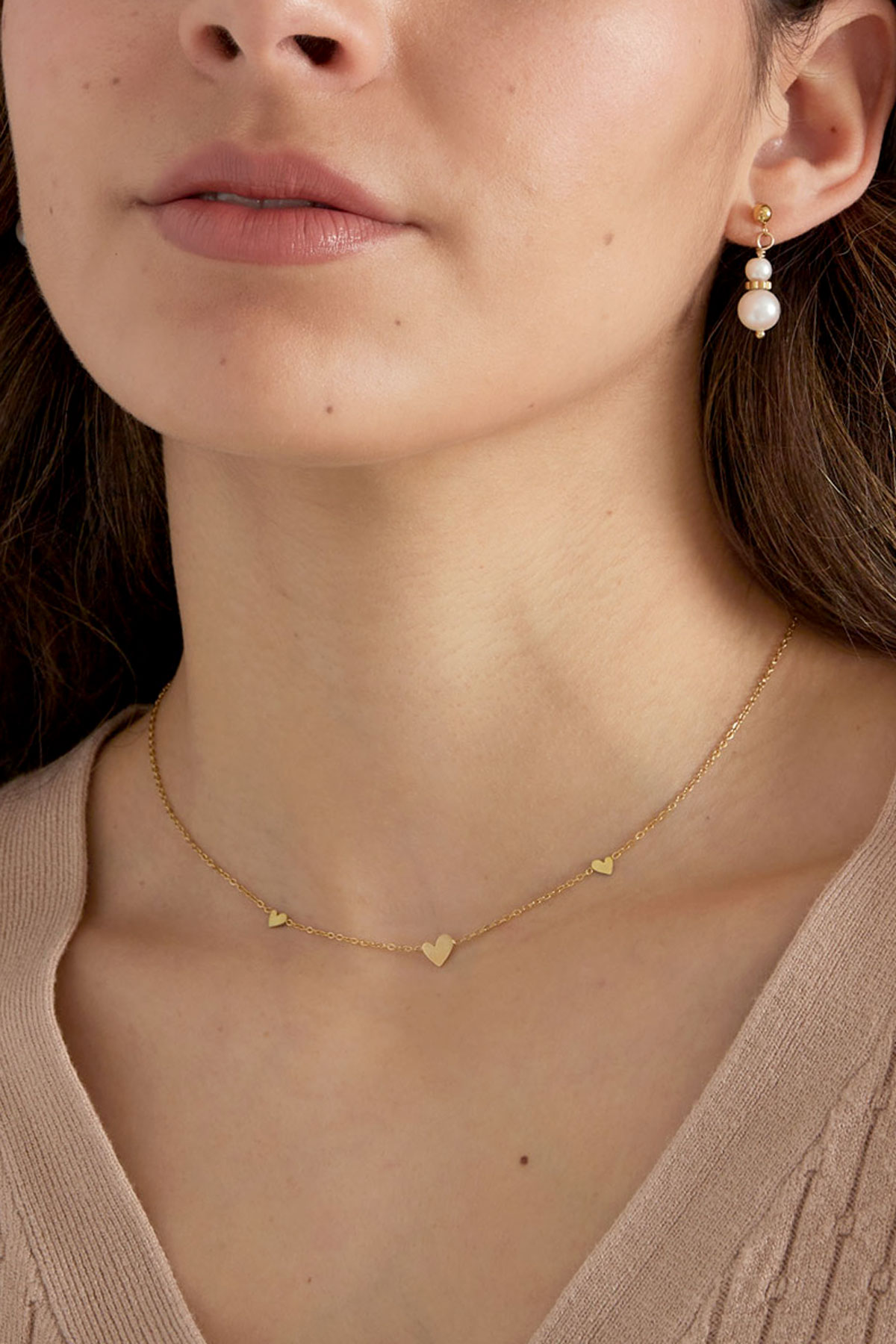 Klassische Halskette mit Herzen – Gold  h5 Bild3